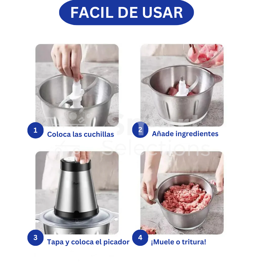 SUPER CHOPPER PLUS - Picadora de alimentos eléctrica ultra rápida
